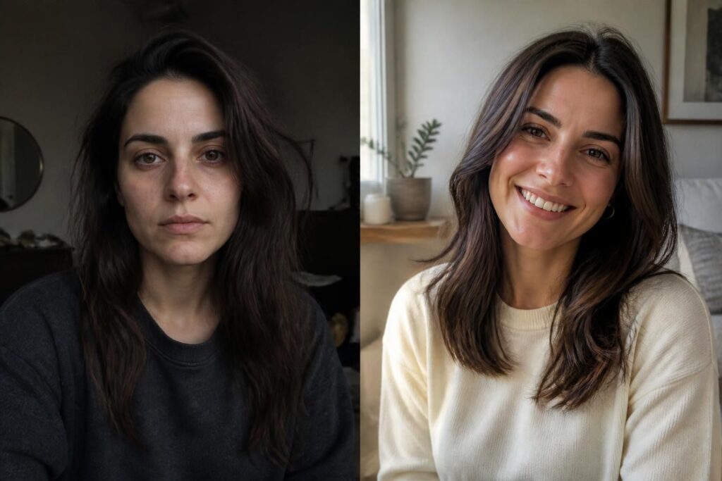 Antes y después: cómo reconectar contigo misma transforma la vida de una mujer